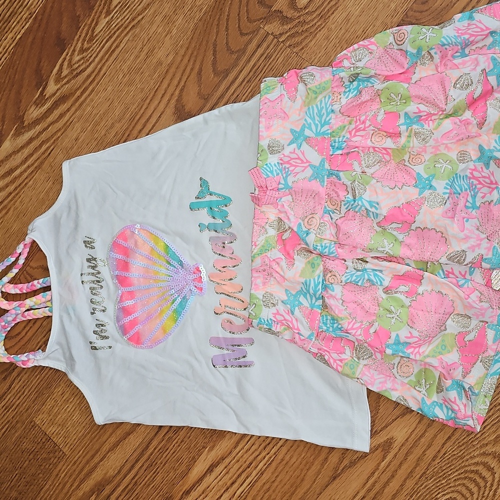 Girls 7/8 tank skort set Mermaid